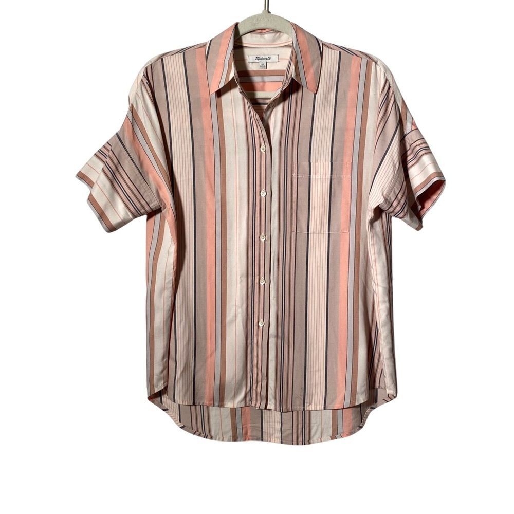 Madewell Courier Stripe Button‎ Down Shirt Oversized Viscose XS